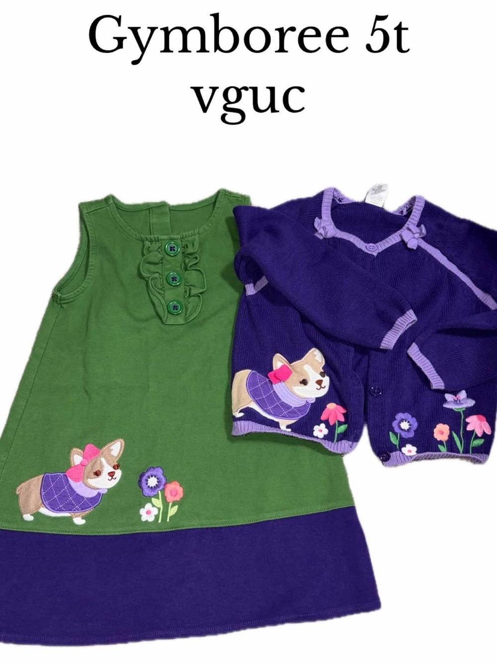Gymboree 5t stylish little corgi dress and cardigan